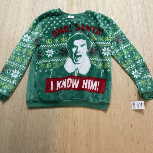 Elf christmas sweater Size Medium Jelly Bean I Know Him Santa New - Picture 1 of 5